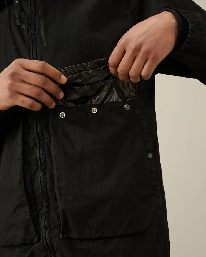 Man 50 Fili Gum Mixed Zipped Goggle Jacket Black CP Company Jacket and Coats