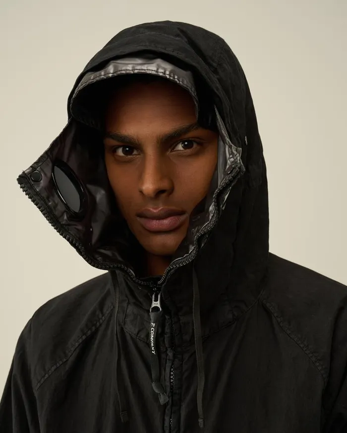 Man 50 Fili Gum Mixed Zipped Goggle Jacket Black CP Company Jacket and Coats