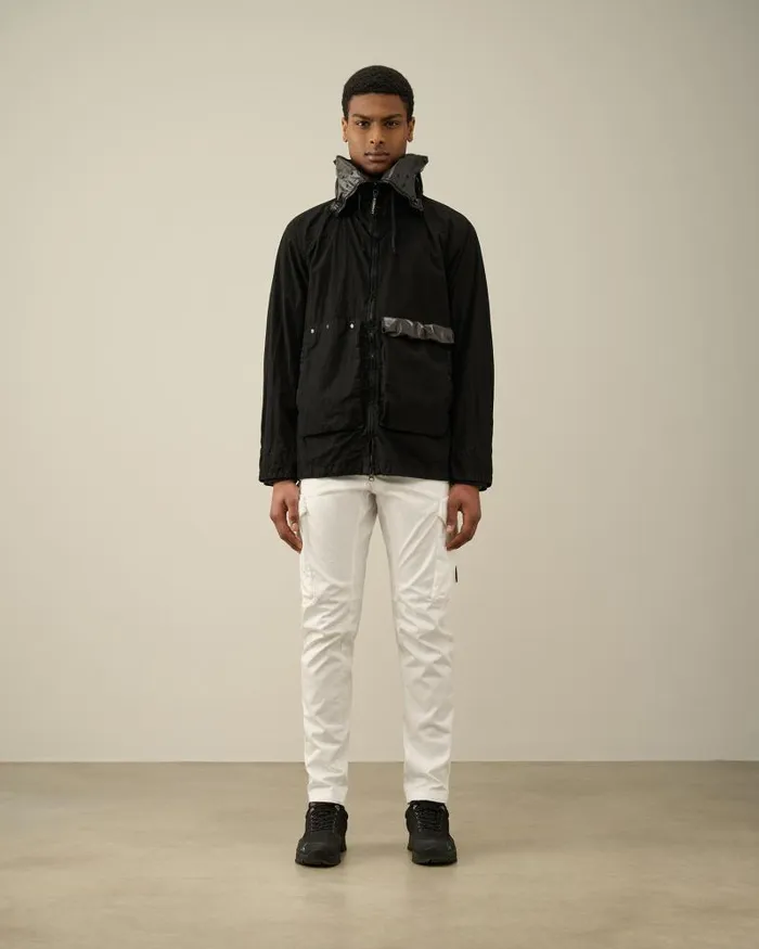 Man 50 Fili Gum Mixed Zipped Goggle Jacket Black CP Company Jacket and Coats