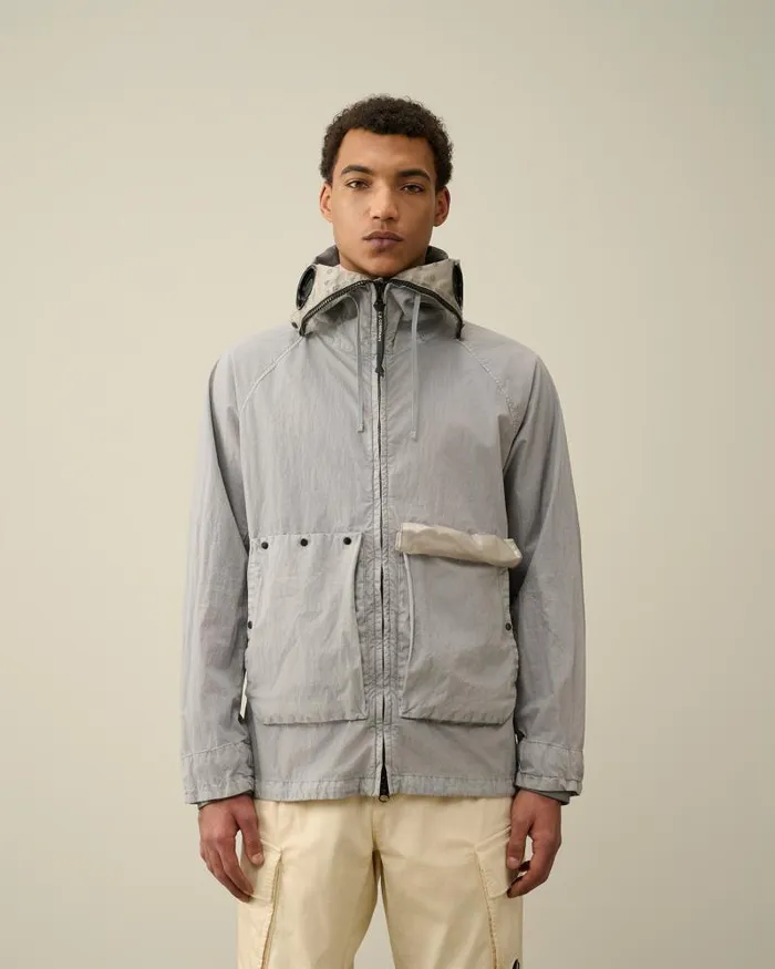 Man 50 Fili Gum Mixed Zipped Goggle Jacket Drizzle Grey CP Company Jacket and Coats
