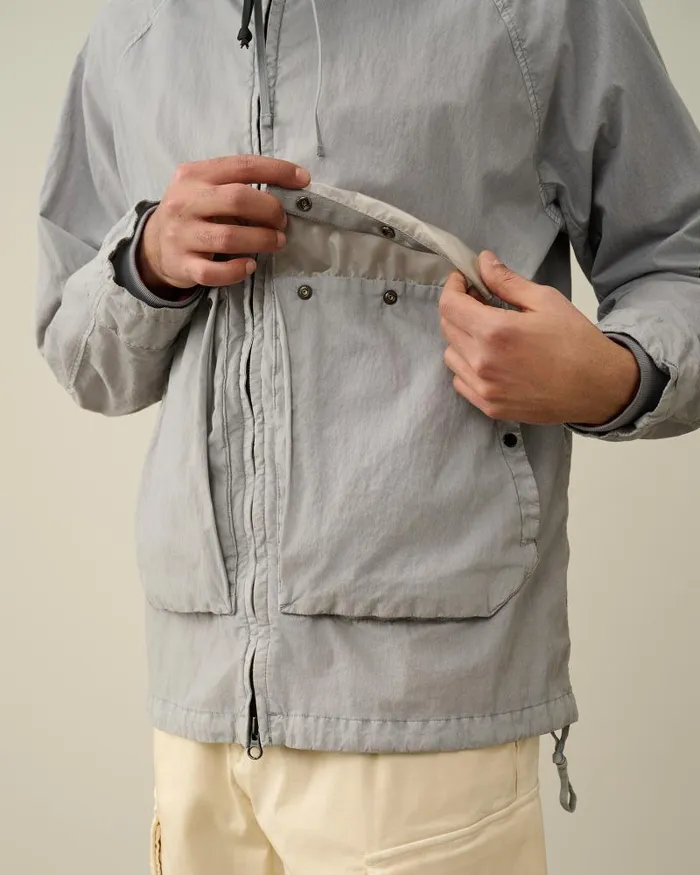 Man 50 Fili Gum Mixed Zipped Goggle Jacket Drizzle Grey CP Company Jacket and Coats