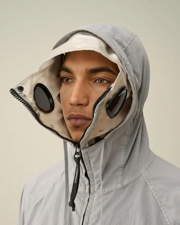 Man 50 Fili Gum Mixed Zipped Goggle Jacket Drizzle Grey CP Company Jacket and Coats
