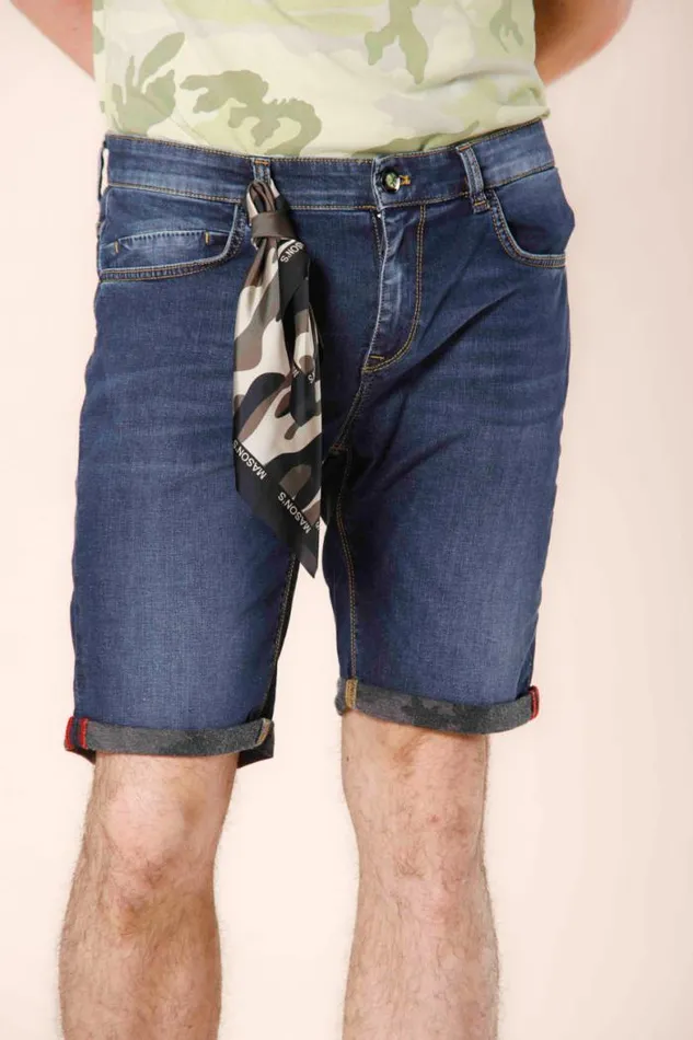 Man 5T Harris Bermuda In Denim With Camouflage Details Slim Mason039s Bermuda Man 5T Harris Bermuda In Denim With Camouflage Details Slim Mason039s Bermuda
