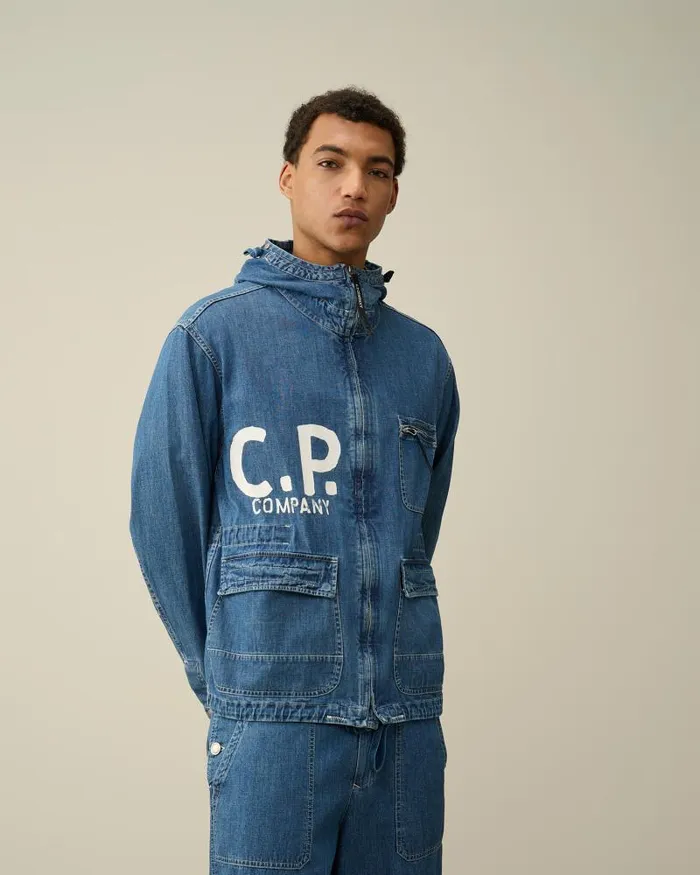 Man Blu Goggle Jacket Stone Bleach 8211 Blue CP Company Jacket and Coats