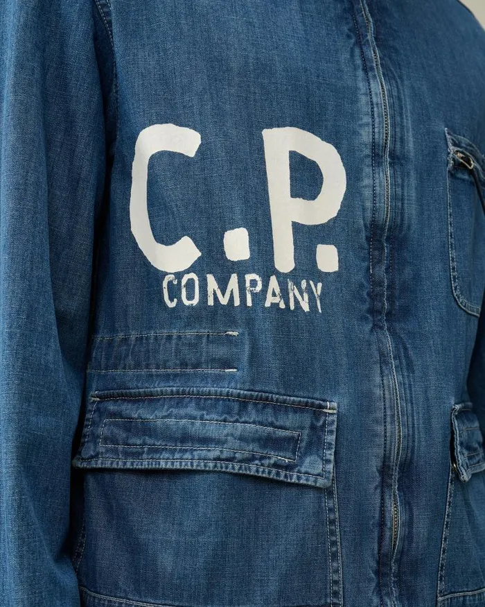 Man Blu Goggle Jacket Stone Bleach 8211 Blue CP Company Jacket and Coats