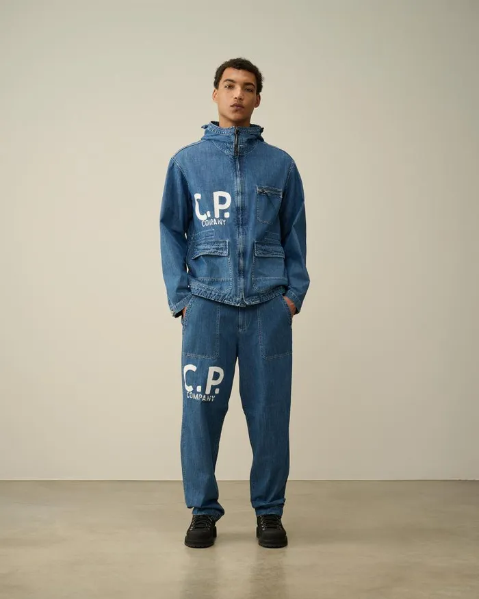 Man Blu Goggle Jacket Stone Bleach 8211 Blue CP Company Jacket and Coats