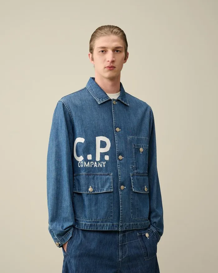 Man Blu Jacket Stone Bleach 8211 Blue CP Company Jacket and Coats