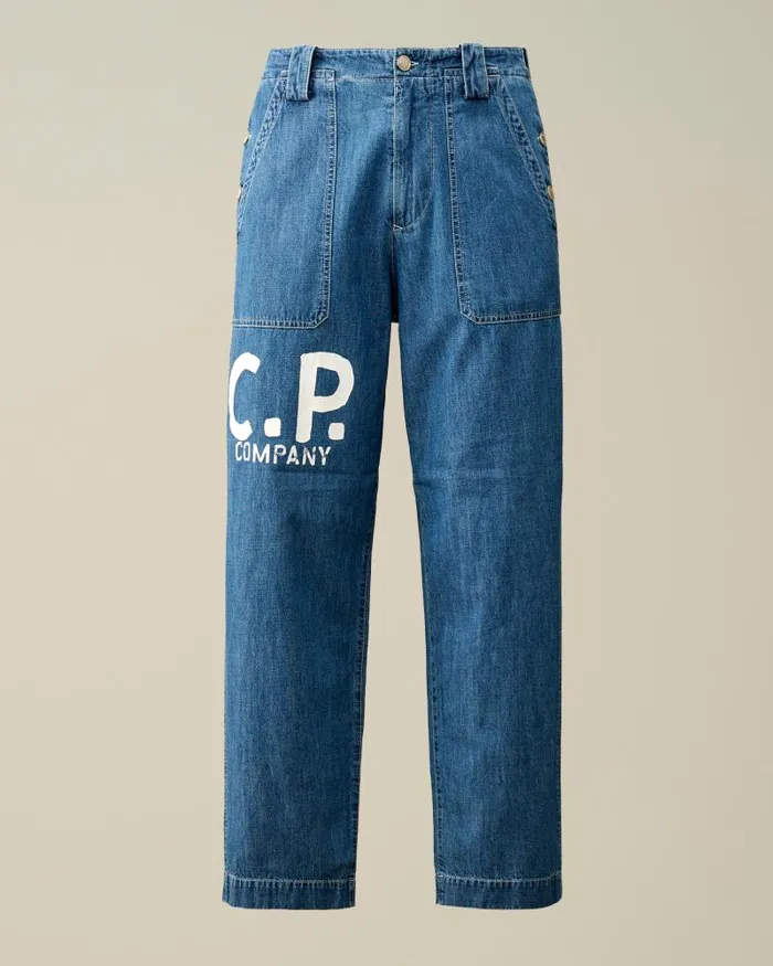 Man Blu Loose Pants Stone Bleach 8211 Blue CP Company Trousers