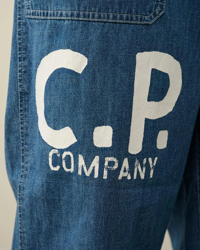 Man Blu Loose Pants Stone Bleach 8211 Blue CP Company Trousers