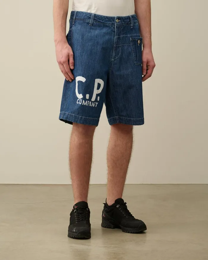 Man Blu Utility Shorts Stone Bleach 8211 Blue CP Company Tracksuits and Shorts