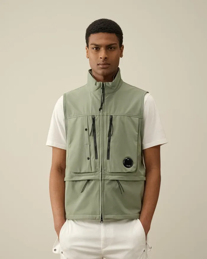 Man CP ShellR Utility Vest Agave Green CP Company Jacket and Coats