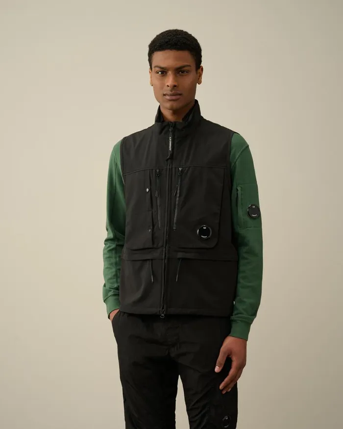 Man CP ShellR Utility Vest Black CP Company Jacket and Coats