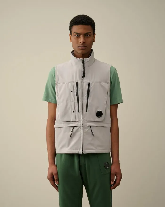 Man CP ShellR Utility Vest Drizzle Grey CP Company Jacket and Coats