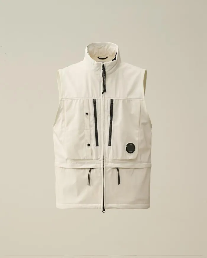 Man CP ShellR Utility Vest Gauze White CP Company Jacket and Coats