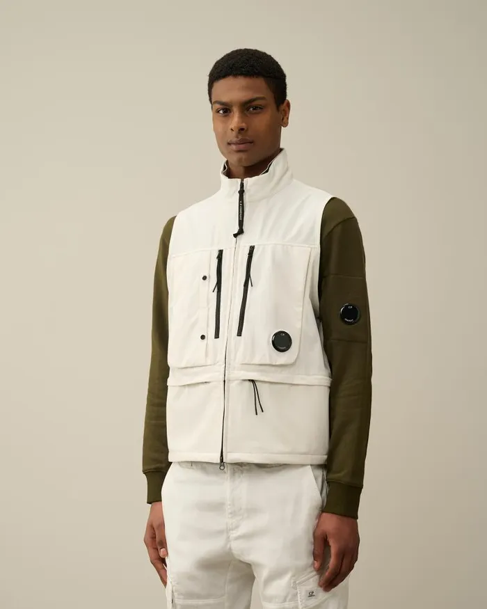 Man CP ShellR Utility Vest Gauze White CP Company Jacket and Coats
