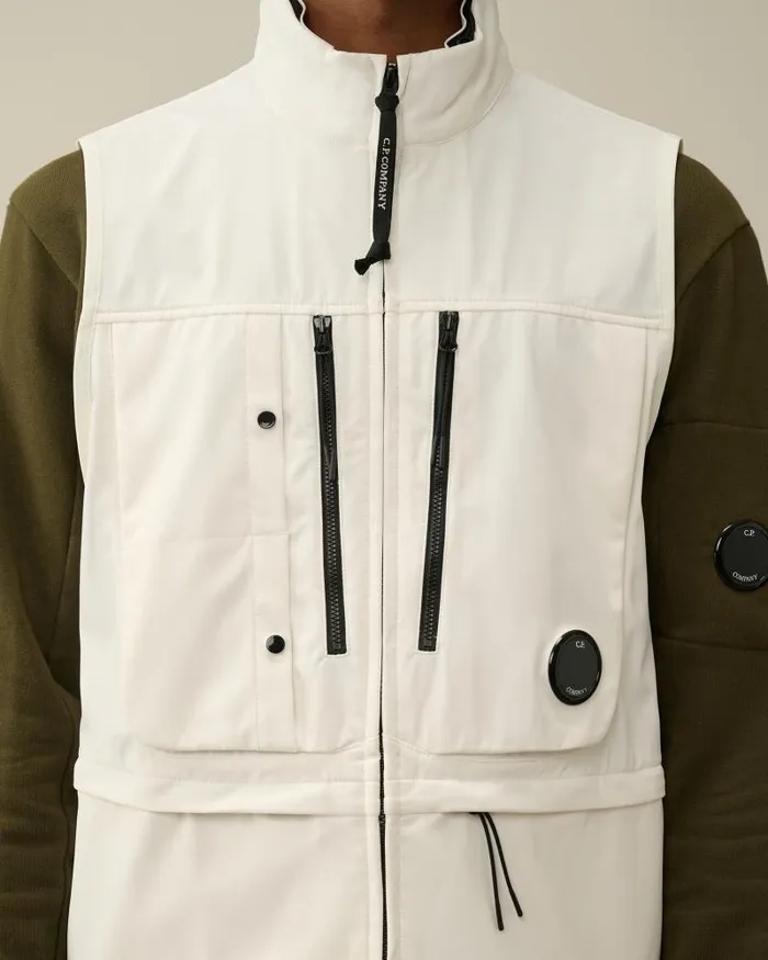 Man CP ShellR Utility Vest Gauze White CP Company Jacket and Coats