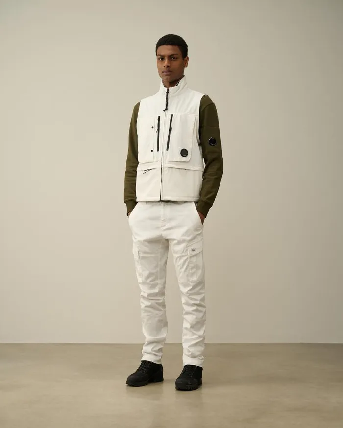 Man CP ShellR Utility Vest Gauze White CP Company Jacket and Coats