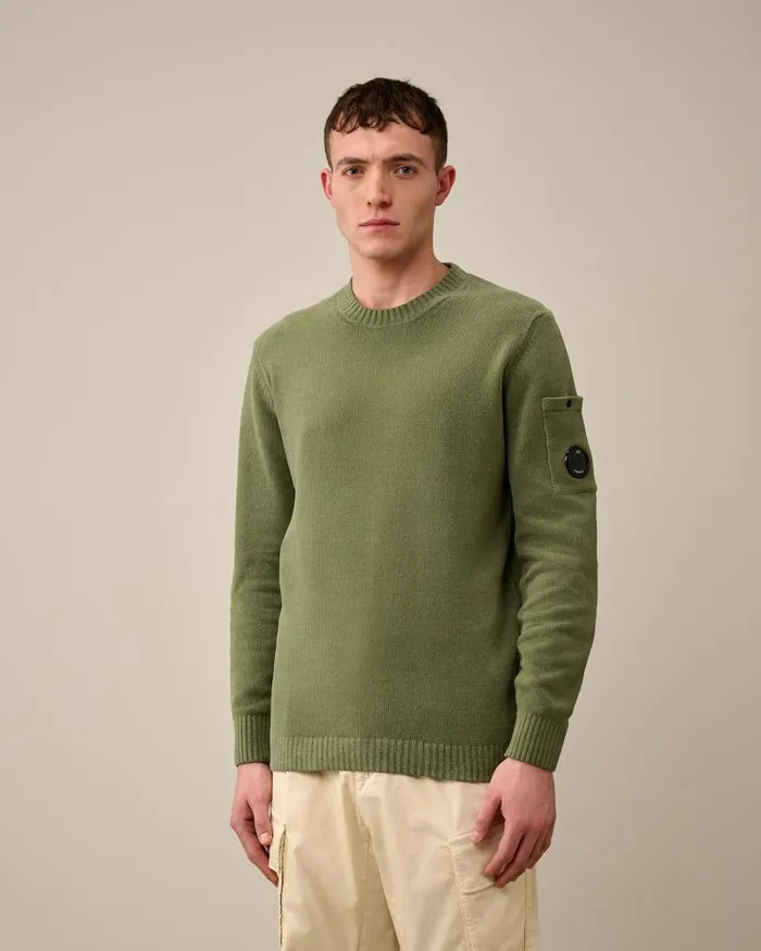 Man Chenille Cotton Knit Agave Green CP Company Jumpers