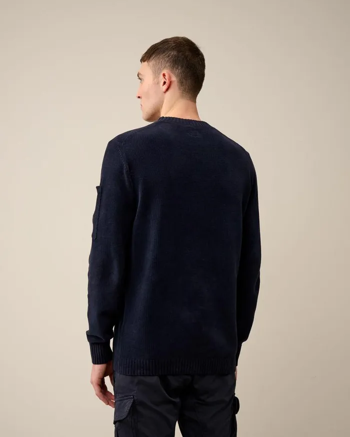 Man Chenille Cotton Knit Total Eclipse 8211 Blue CP Company Jumpers