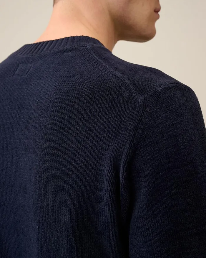 Man Chenille Cotton Knit Total Eclipse 8211 Blue CP Company Jumpers