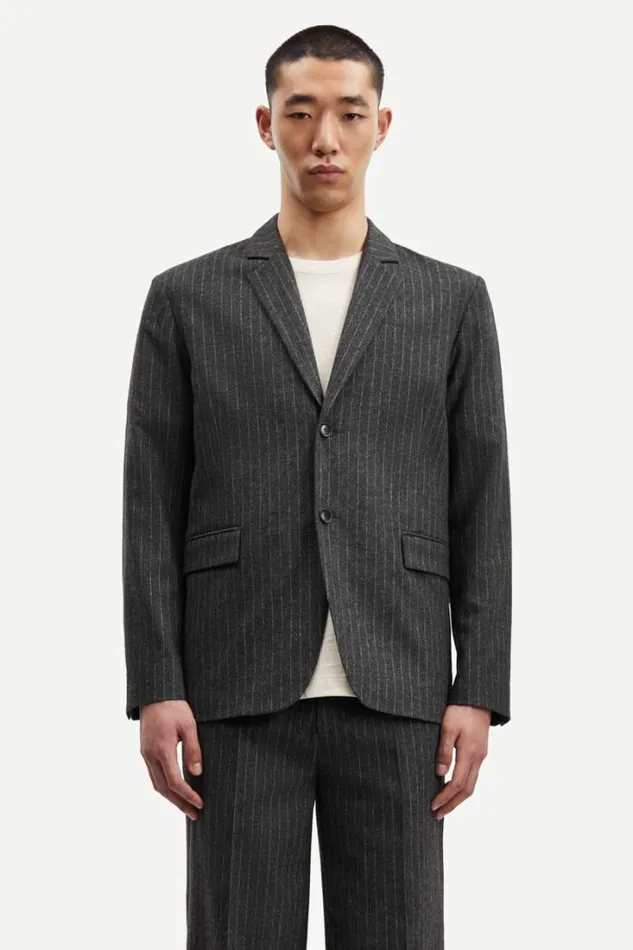Man Cho Blazer Jacket 14996 Dark Grey Pinstripe Samse Samse Jackets and Coats