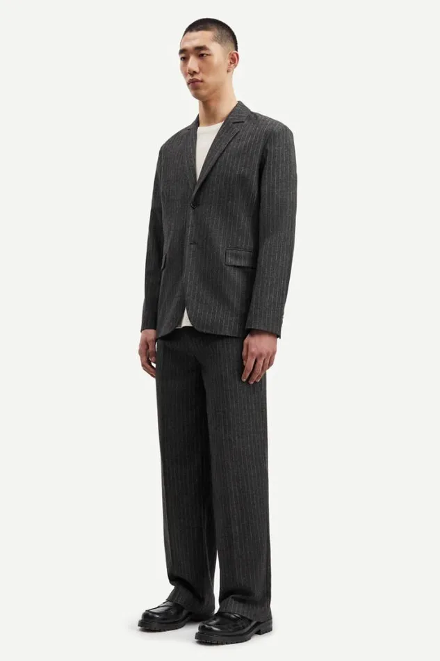 Man Cho Blazer Jacket 14996 Dark Grey Pinstripe Samse Samse Jackets and Coats