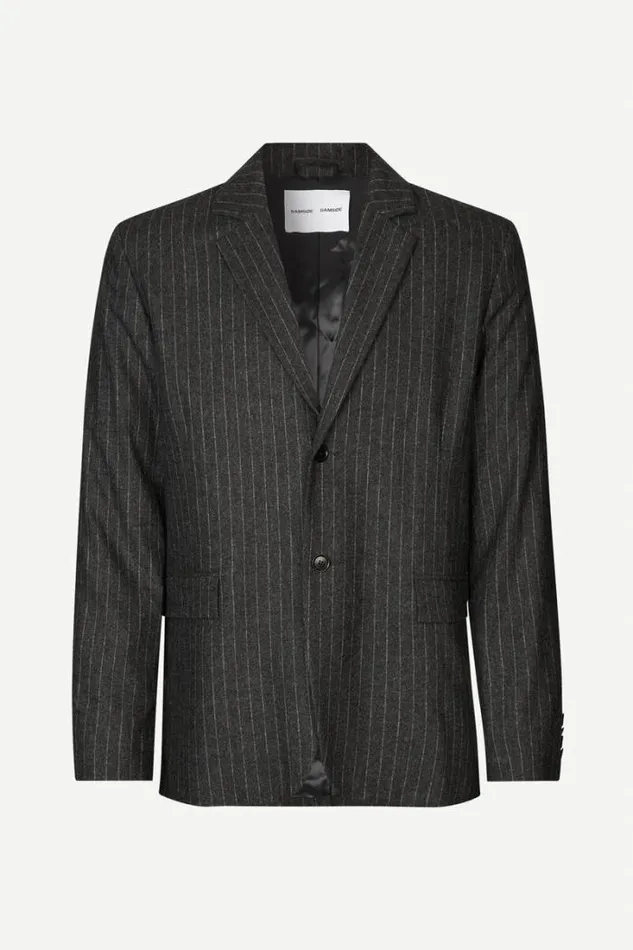 Man Cho Blazer Jacket 14996 Dark Grey Pinstripe Samse Samse Jackets and Coats