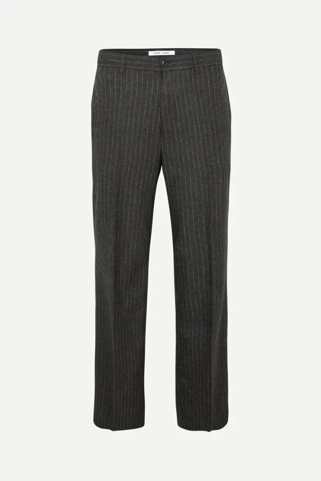 Man Christoph Trousers 14996 Dark Grey Pinstripe Samse Samse Trousers
