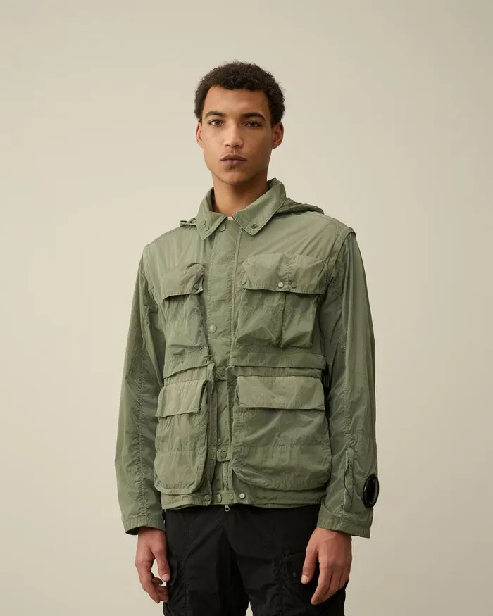 Man ChromeR Goggle Utility Jacket Agave Green CP Company Jacket and Coats