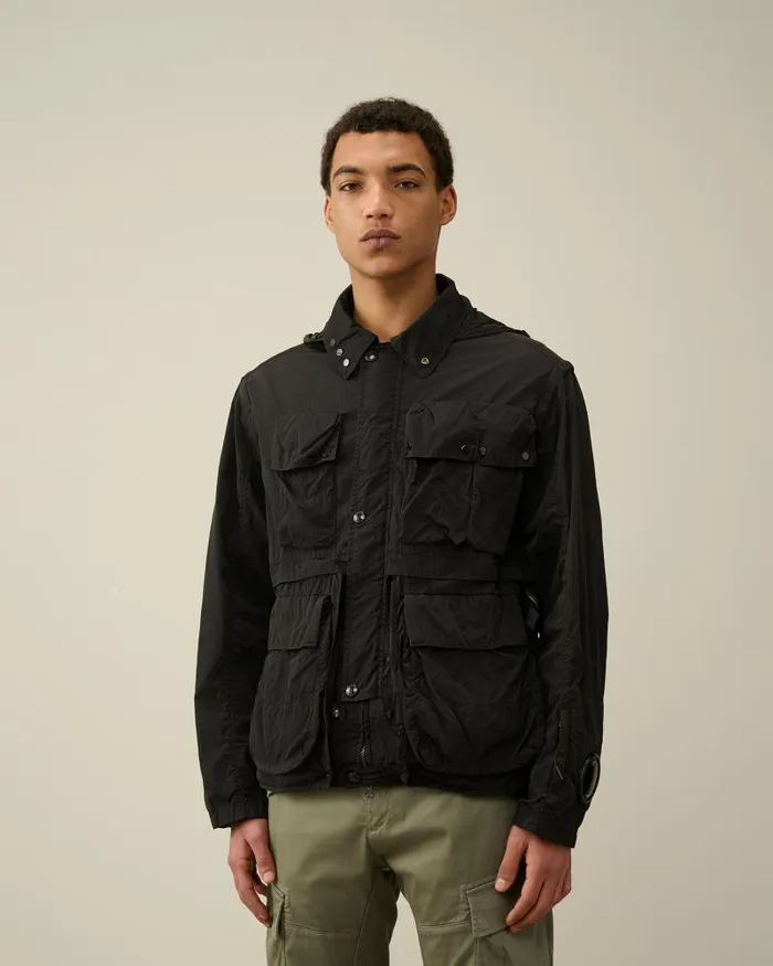 Man ChromeR Goggle Utility Jacket Black CP Company Jacket and Coats