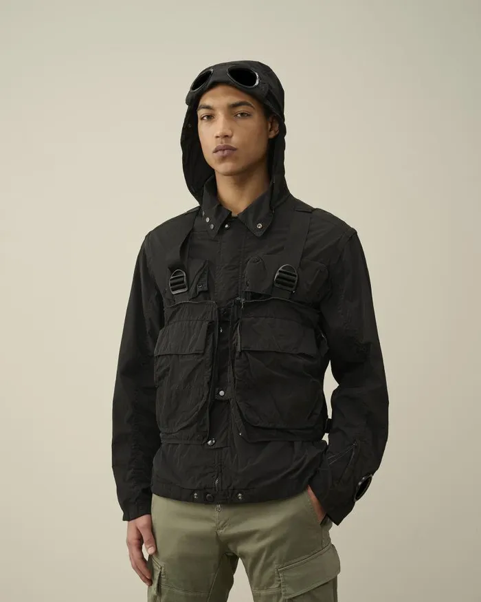 Man ChromeR Goggle Utility Jacket Black CP Company Jacket and Coats