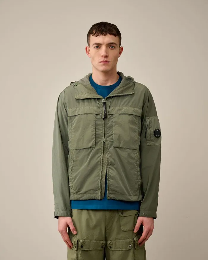 Man ChromeR Hooded Jacket Agave Green CP Company Jacket and Coats