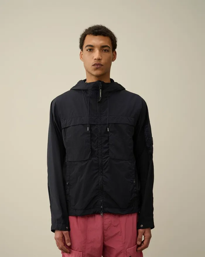 Man ChromeR Hooded Jacket Total Eclipse 8211 Blue CP Company Jacket and Coats