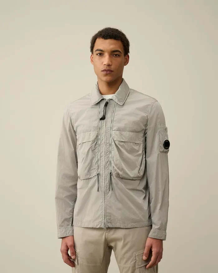 Man ChromeR Hooded Overshirt Drizzle Grey CP Company Overshirt