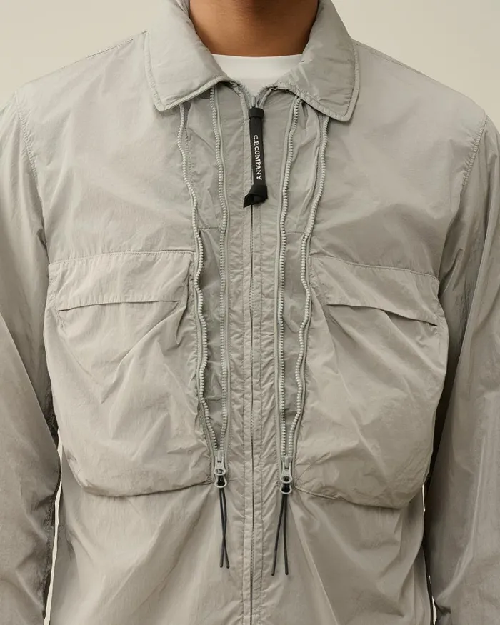 Man ChromeR Hooded Overshirt Drizzle Grey CP Company Overshirt