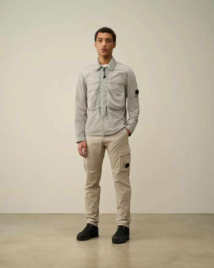 Man ChromeR Hooded Overshirt Drizzle Grey CP Company Overshirt