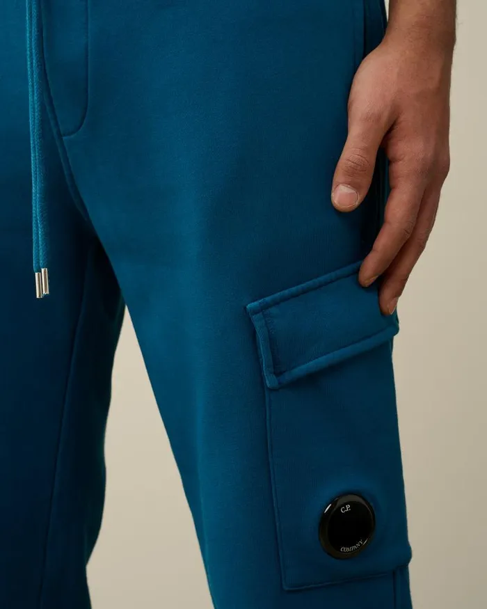 Man Cotton Diagonal Fleece Cargo Sweatpants Ink Blue CP Company Tracksuits and Shorts