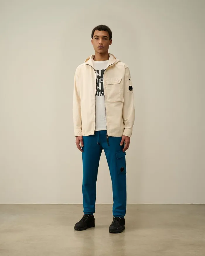 Man Cotton Diagonal Fleece Cargo Sweatpants Ink Blue CP Company Tracksuits and Shorts