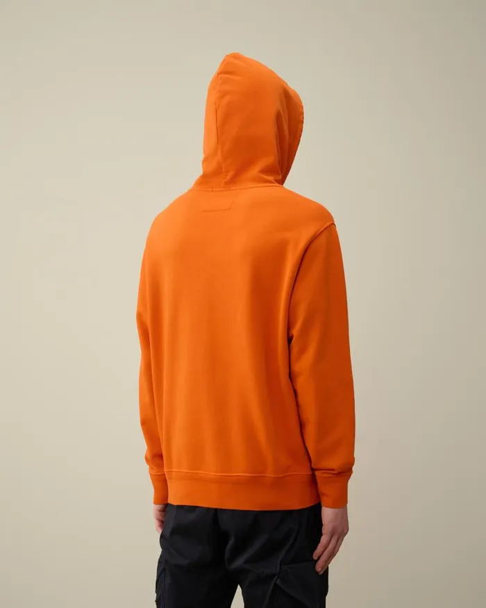 Man Cotton Diagonal Fleece Lens Hoodie Gold Flame 8211 Orange CP Company Sweatshirts