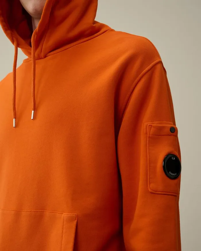 Man Cotton Diagonal Fleece Lens Hoodie Gold Flame 8211 Orange CP Company Sweatshirts