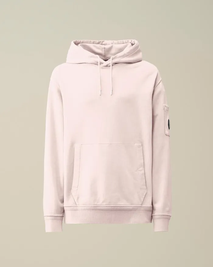 Man Cotton Diagonal Fleece Lens Hoodie Heavenly Pink CP Company Sweatshirts