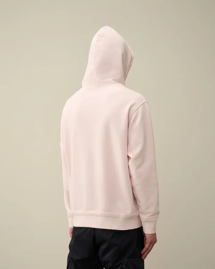Man Cotton Diagonal Fleece Lens Hoodie Heavenly Pink CP Company Sweatshirts