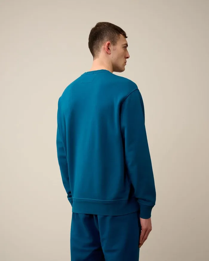 Man Cotton Diagonal Fleece Logo Sweatshirt Ink Blue CP Company Sweatshirts