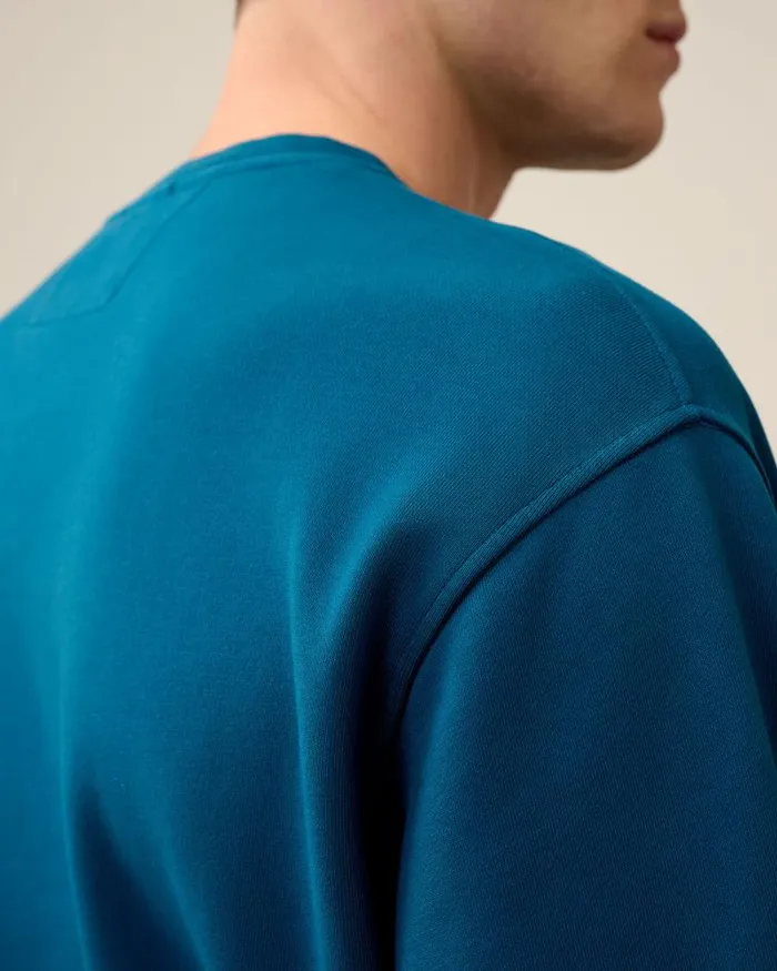 Man Cotton Diagonal Fleece Logo Sweatshirt Ink Blue CP Company Sweatshirts