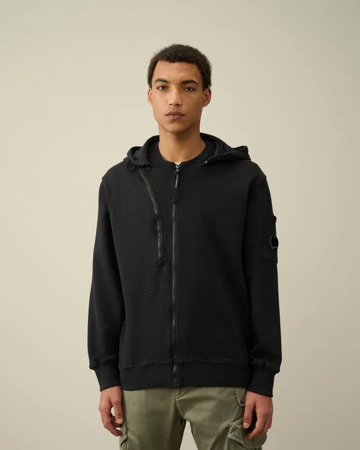 Man Cotton Fleece Hooded Sweatshirt Black CP Company Sweatshirts