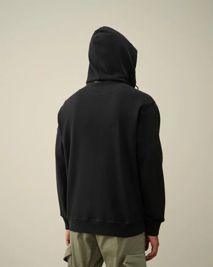 Man Cotton Fleece Hooded Sweatshirt Black CP Company Sweatshirts