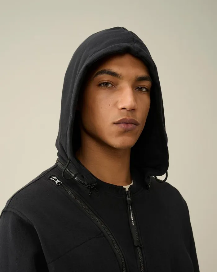 Man Cotton Fleece Hooded Sweatshirt Black CP Company Sweatshirts
