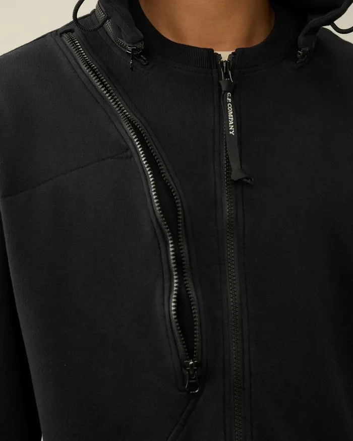 Man Cotton Fleece Hooded Sweatshirt Black CP Company Sweatshirts