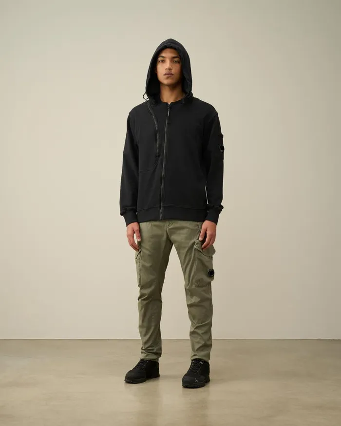 Man Cotton Fleece Hooded Sweatshirt Black CP Company Sweatshirts