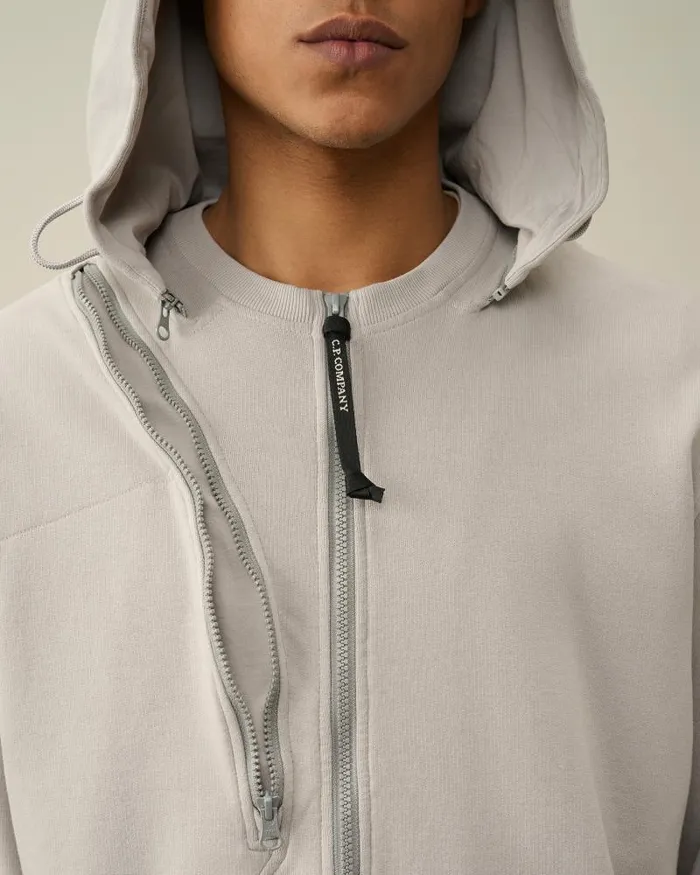 Man Cotton Fleece Hooded Sweatshirt Drizzle Grey CP Company Sweatshirts